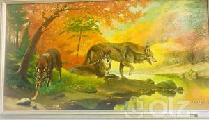 ‘Гурван чоно' амьд байгаль мэт D Арт галерейд Зураач: Ц.Олзбаатар Он: 2002 Хэмжээ: 70*130