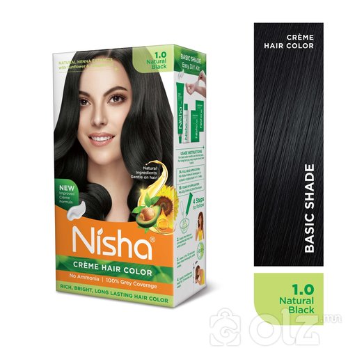 Natural Black 120GM Pack of 3 Nisha Cream Hair Color With Natural Herbs