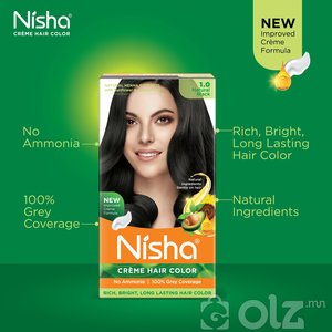 Natural Black 120GM Pack of 3 Nisha Cream Hair Color With Natural Herbs
