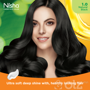 Nisha Cream Hair Color With Natural Herbs Pack of 10 Natural Black 40GM