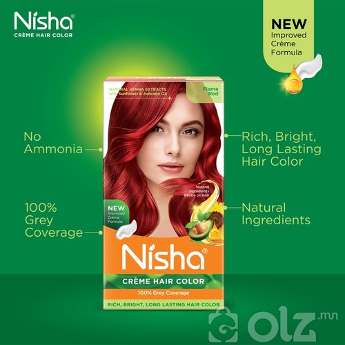 Nisha Cream Hair Color With Natural Herbs Pack of 3 Flame Red 150GM