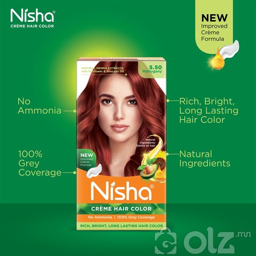 Nisha Cream Hair Color With Natural Herbs Pack of 3 Mahogany 120GM