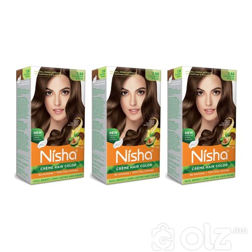 Nisha Cream Hair Color With Natural Herbs Pack of 3 Chocolate Blonde 120GM