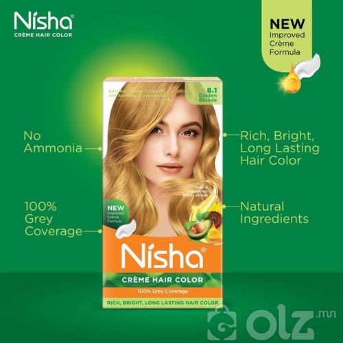 Nisha Cream Hair Color With Natural Herbs Pack of 3 Golden Blonde 120GM