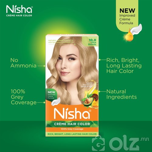 Nisha Cream Hair Color With Natural Herbs Pack of 3 Ultra Blonde 150GM