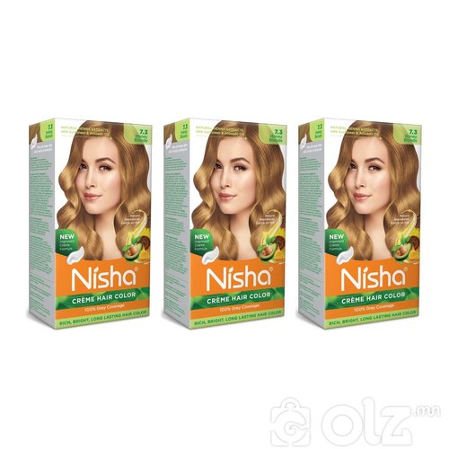 Nisha Cream Hair Color With Natural Herbs Pack of 3 Honey Blonde 120GM