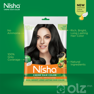 Nisha Cream Hair Color With Natural Herbs Pack of 10 Natural Black 40GM