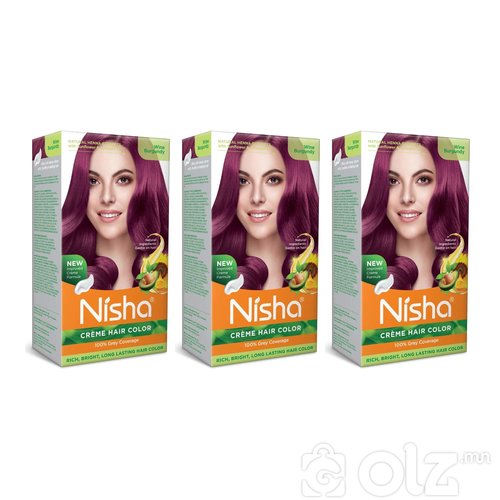 Nisha Cream Hair Color With Natural Herbs Pack of 3 Wine Burgundy 120GM