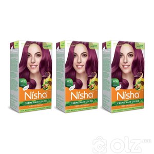 Nisha Cream Hair Color With Natural Herbs Pack of 3 Wine Burgundy 120GM