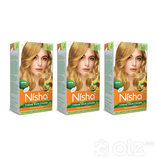 Nisha Cream Hair Color With Natural Herbs Pack of 3 Golden Blonde 120GM