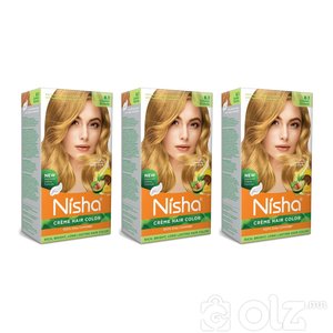 Nisha Cream Hair Color With Natural Herbs Pack of 3 Golden Blonde 120GM