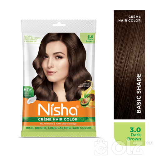 Nisha Cream Hair Color With Natural Herbs Pack of 10 Dark Brown 40GM