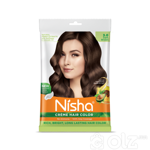 Nisha Cream Hair Color With Natural Herbs Pack of 10 Dark Brown 40GM