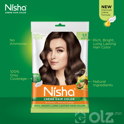 Nisha Cream Hair Color With Natural Herbs Pack of 10 Dark Brown 40GM